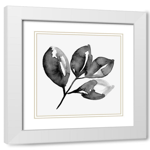 Feuille II White Modern Wood Framed Art Print with Double Matting by Wang, Melissa
