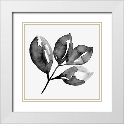 Feuille II White Modern Wood Framed Art Print with Double Matting by Wang, Melissa