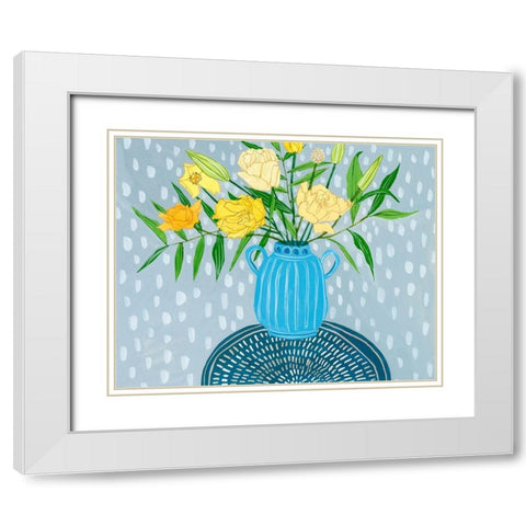 Flowers in Vase I White Modern Wood Framed Art Print with Double Matting by Wang, Melissa