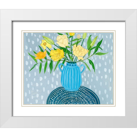 Flowers in Vase I White Modern Wood Framed Art Print with Double Matting by Wang, Melissa