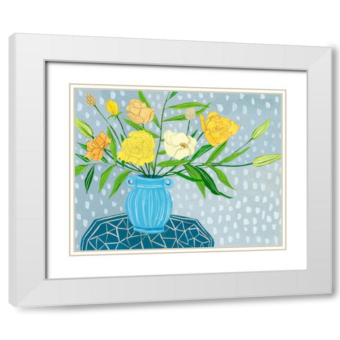 Flowers in Vase II White Modern Wood Framed Art Print with Double Matting by Wang, Melissa