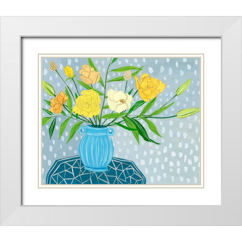 Flowers in Vase II White Modern Wood Framed Art Print with Double Matting by Wang, Melissa