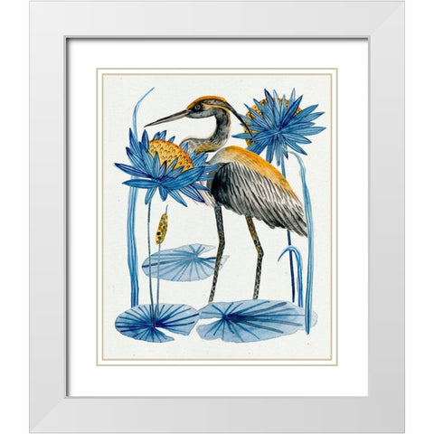 Heron Pond I White Modern Wood Framed Art Print with Double Matting by Wang, Melissa