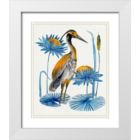Heron Pond II White Modern Wood Framed Art Print with Double Matting by Wang, Melissa