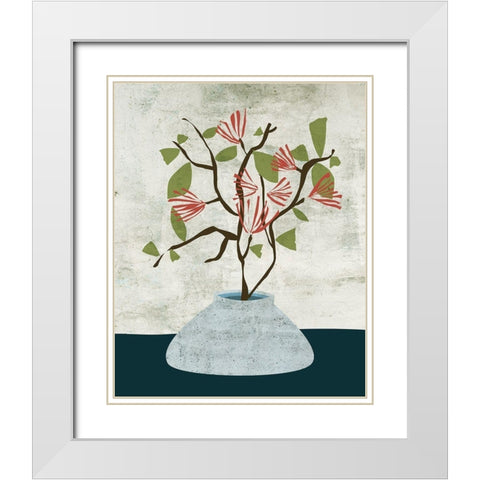 Zen Branch I White Modern Wood Framed Art Print with Double Matting by Wang, Melissa