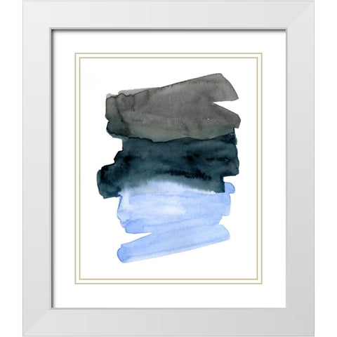 Blue Passages I White Modern Wood Framed Art Print with Double Matting by Caroline, Emma
