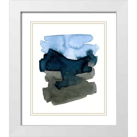 Blue Passages II White Modern Wood Framed Art Print with Double Matting by Caroline, Emma