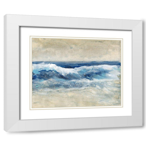 Breaking Shore Waves I White Modern Wood Framed Art Print with Double Matting by OToole, Tim