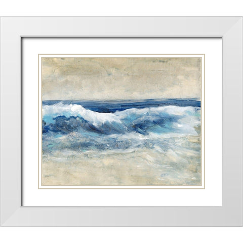 Breaking Shore Waves I White Modern Wood Framed Art Print with Double Matting by OToole, Tim