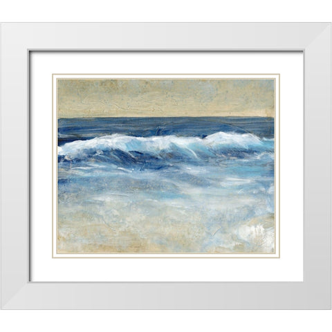 Breaking Shore Waves II White Modern Wood Framed Art Print with Double Matting by OToole, Tim