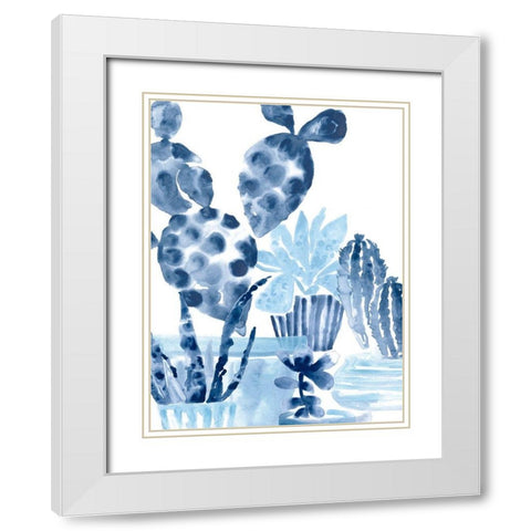Indigo Succulent II White Modern Wood Framed Art Print with Double Matting by Vess, June Erica