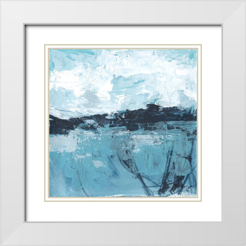 Blue Coast Abstract I White Modern Wood Framed Art Print with Double Matting by Vess, June Erica