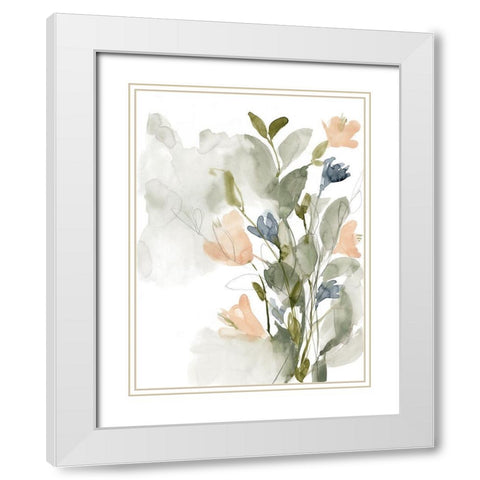 Flower Cluster II White Modern Wood Framed Art Print with Double Matting by Goldberger, Jennifer