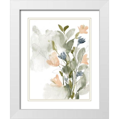 Flower Cluster II White Modern Wood Framed Art Print with Double Matting by Goldberger, Jennifer