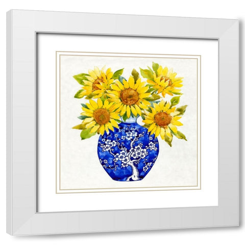 Sun Flower Still Life I White Modern Wood Framed Art Print with Double Matting by OToole, Tim