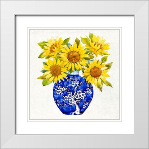 Sun Flower Still Life I White Modern Wood Framed Art Print with Double Matting by OToole, Tim