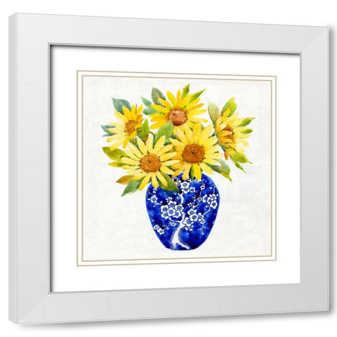 Sun Flower Still Life II White Modern Wood Framed Art Print with Double Matting by OToole, Tim