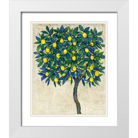 Lemon Tree Composition I White Modern Wood Framed Art Print with Double Matting by OToole, Tim