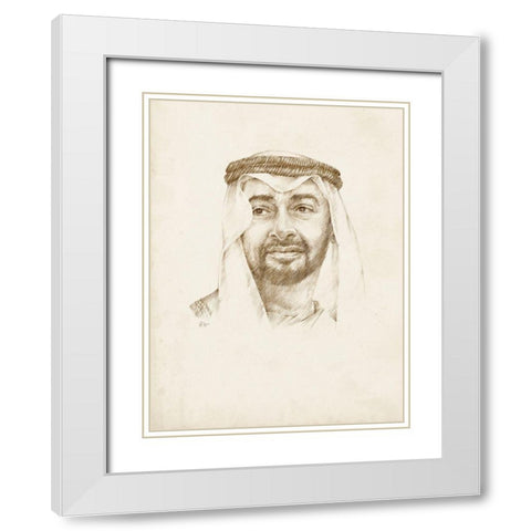 Sheikh Mohammed bin Zayed Al Nahyan White Modern Wood Framed Art Print with Double Matting by Harper, Ethan