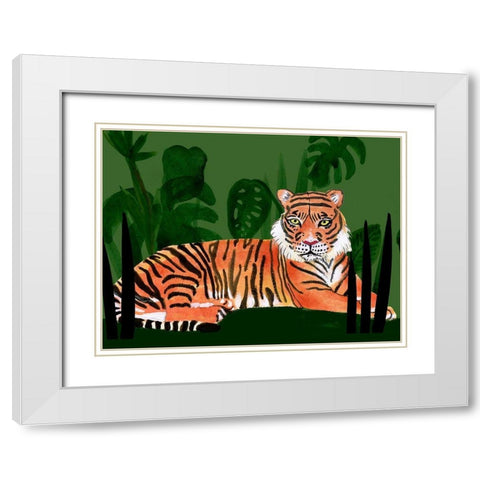 Tiger Tiger I White Modern Wood Framed Art Print with Double Matting by Ludwig, Alicia