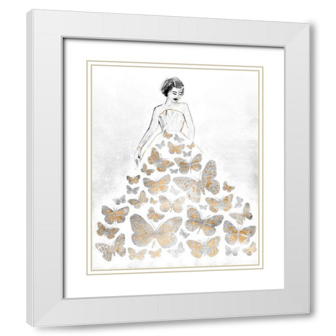 Fluttering Gown II White Modern Wood Framed Art Print with Double Matting by Warren, Annie