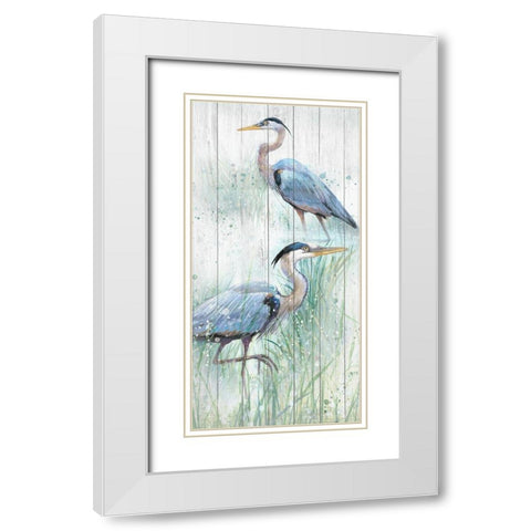 Seaside Heron Pair I White Modern Wood Framed Art Print with Double Matting by Studio W