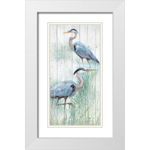 Seaside Heron Pair I White Modern Wood Framed Art Print with Double Matting by Studio W