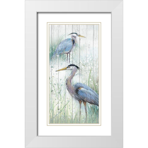 Seaside Heron Pair II White Modern Wood Framed Art Print with Double Matting by Studio W