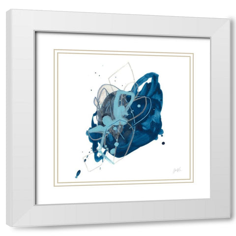 Blue Ink Blot II White Modern Wood Framed Art Print with Double Matting by Vess, June Erica