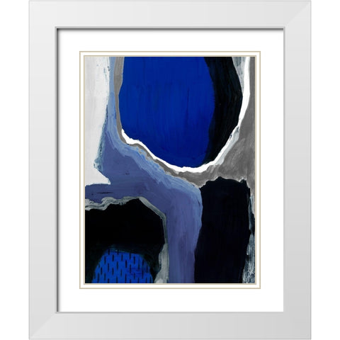 Cobalt Abstract I White Modern Wood Framed Art Print with Double Matting by Studio W