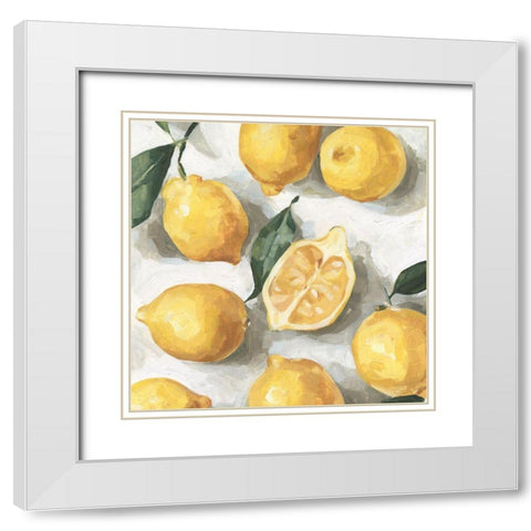 Fresh Lemons I White Modern Wood Framed Art Print with Double Matting by Caroline, Emma