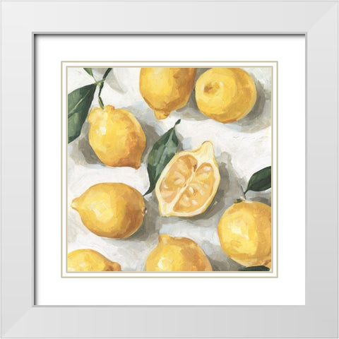 Fresh Lemons I White Modern Wood Framed Art Print with Double Matting by Caroline, Emma