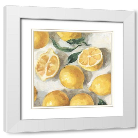 Fresh Lemons II White Modern Wood Framed Art Print with Double Matting by Caroline, Emma