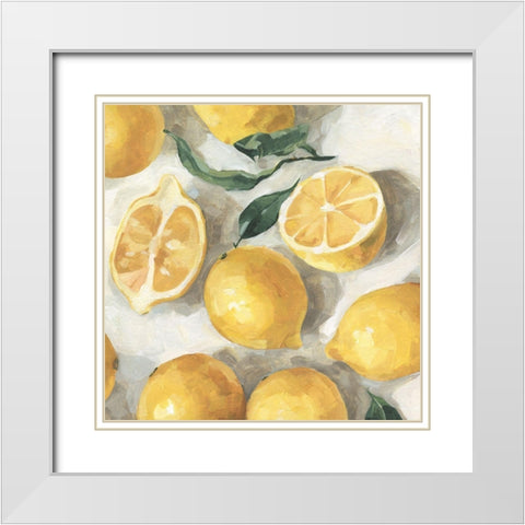 Fresh Lemons II White Modern Wood Framed Art Print with Double Matting by Caroline, Emma