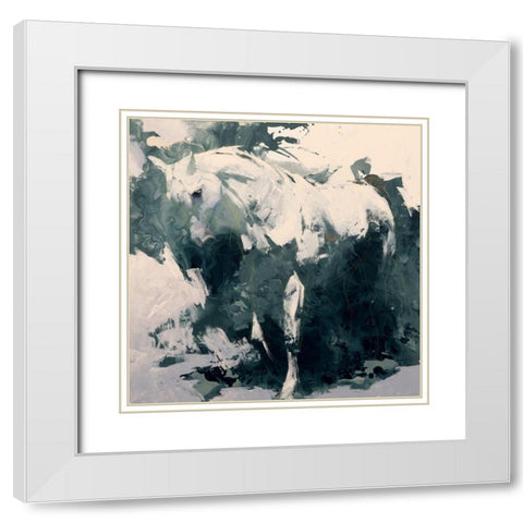 Study in Green White Modern Wood Framed Art Print with Double Matting by Chapman, Julie T.
