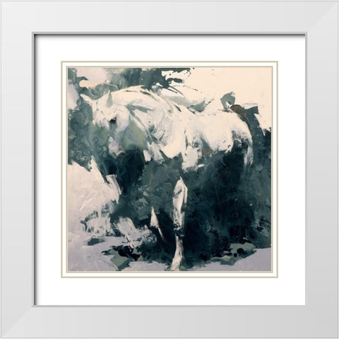 Study in Green White Modern Wood Framed Art Print with Double Matting by Chapman, Julie T.