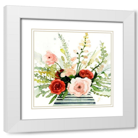 Splashy Bouquet I White Modern Wood Framed Art Print with Double Matting by Barnes, Victoria