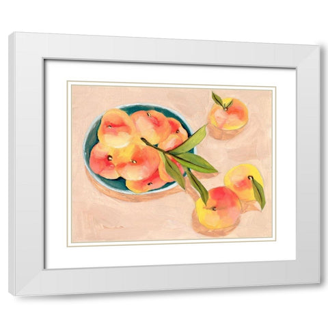 Saturn Peaches I White Modern Wood Framed Art Print with Double Matting by Wang, Melissa