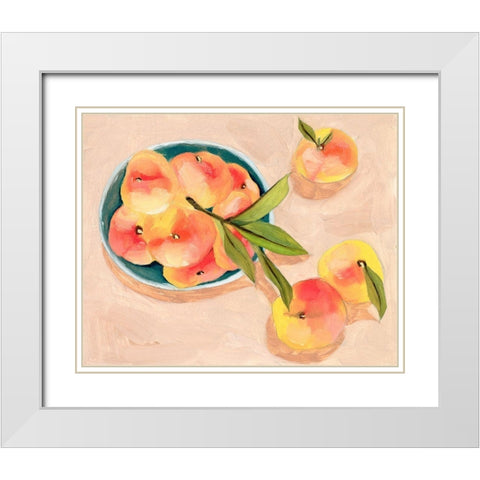 Saturn Peaches I White Modern Wood Framed Art Print with Double Matting by Wang, Melissa