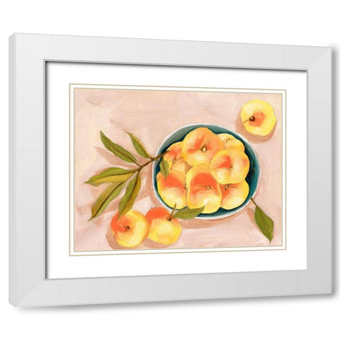 Saturn Peaches II White Modern Wood Framed Art Print with Double Matting by Wang, Melissa