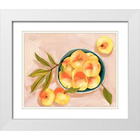 Saturn Peaches II White Modern Wood Framed Art Print with Double Matting by Wang, Melissa