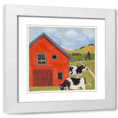 House in the Field I White Modern Wood Framed Art Print with Double Matting by Wang, Melissa