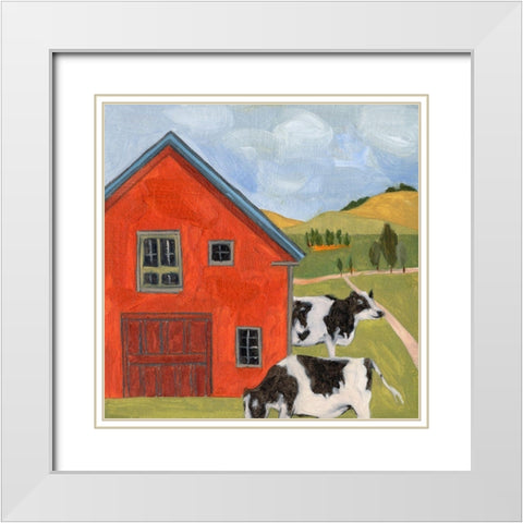 House in the Field I White Modern Wood Framed Art Print with Double Matting by Wang, Melissa