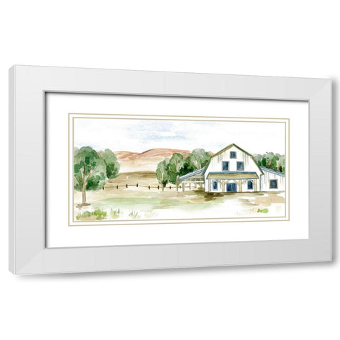 Farmhouse Landscape II White Modern Wood Framed Art Print with Double Matting by Wang, Melissa