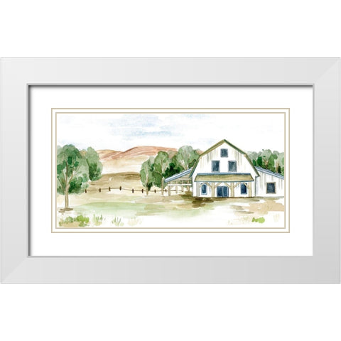 Farmhouse Landscape II White Modern Wood Framed Art Print with Double Matting by Wang, Melissa
