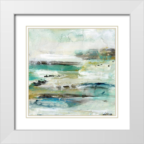 Aqua Coast II White Modern Wood Framed Art Print with Double Matting by Bramma, Lila
