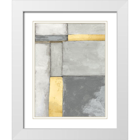 Linear Grey I White Modern Wood Framed Art Print with Double Matting by Goldberger, Jennifer