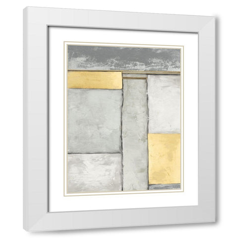 Linear Grey II White Modern Wood Framed Art Print with Double Matting by Goldberger, Jennifer