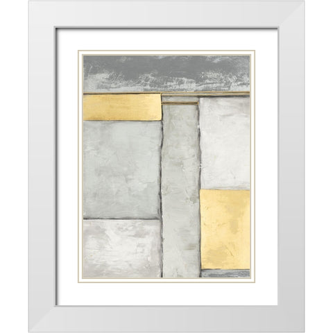 Linear Grey II White Modern Wood Framed Art Print with Double Matting by Goldberger, Jennifer