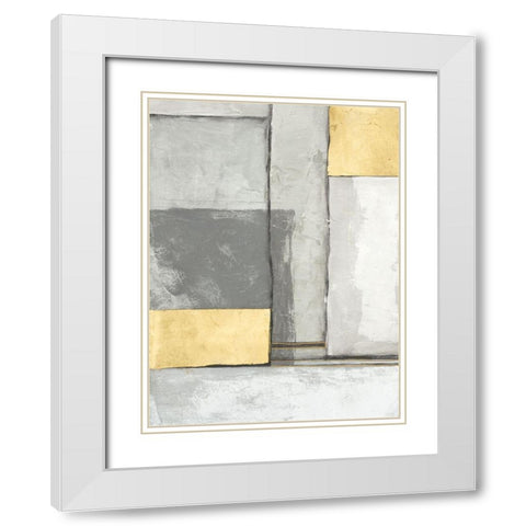 Linear Grey III White Modern Wood Framed Art Print with Double Matting by Goldberger, Jennifer